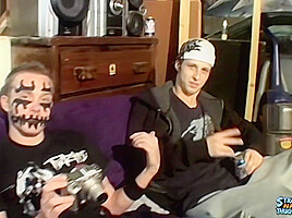 Straight Thug Dudes Hang Out For A Group Cock Stroking